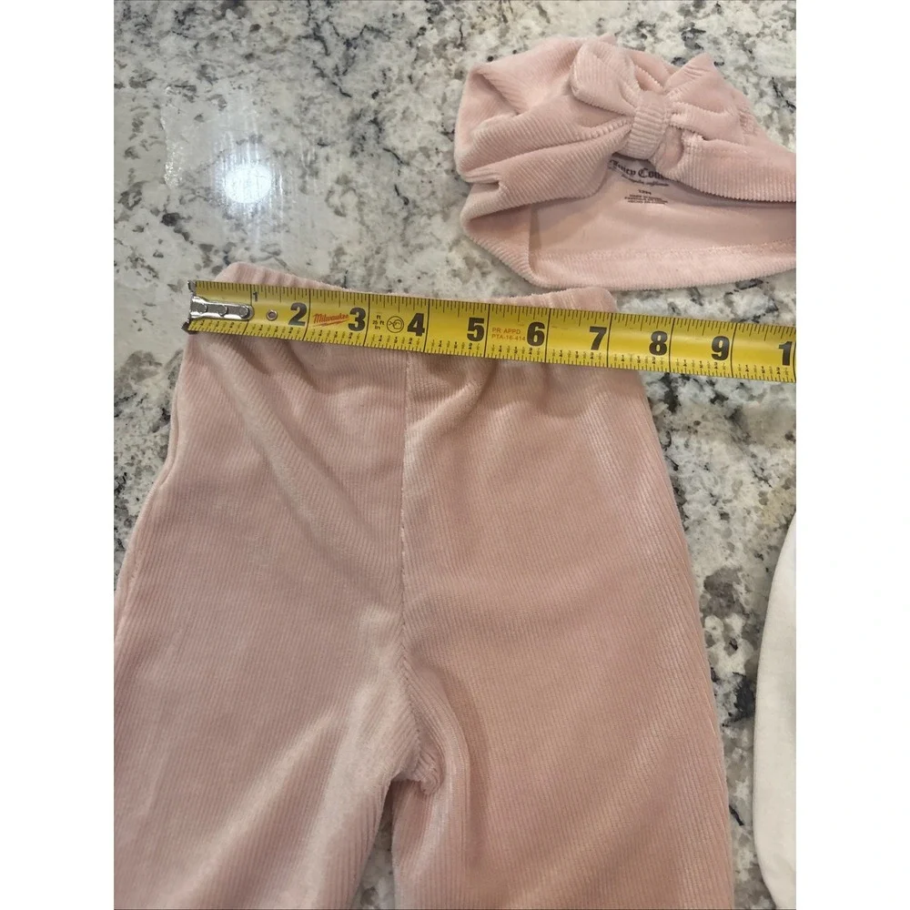 Juicy Couture Baby Girl Set Top Bottoms Hat Heart Style‎ Fashionista Comfy
